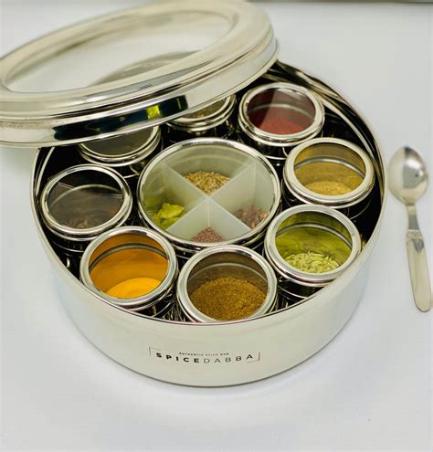 stainless steel spice box with spoons|Spice Box Stainless Steel .